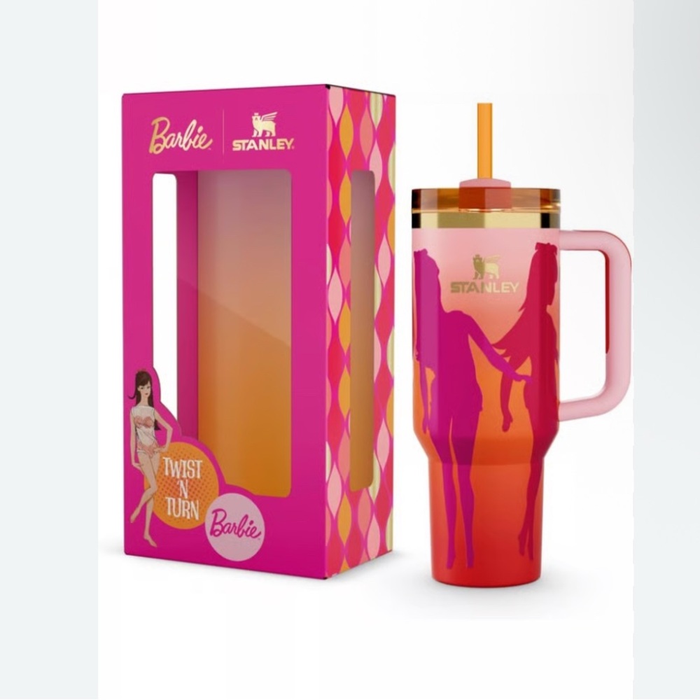 Barbie Stanley 40 oz. Limited Ed. tumbler 1960s Twist N Turn NIB with lid, straw